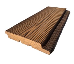 Förkolnad och borstad termofurupanel